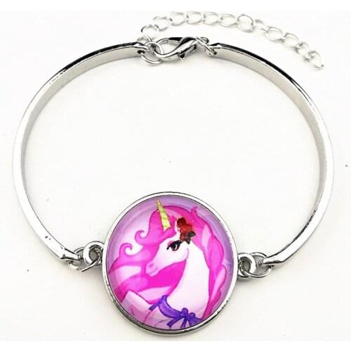 24pcs/lot (Mixed style) Unicorn charm Bangle Cartoon glass bracelets for girls party gift