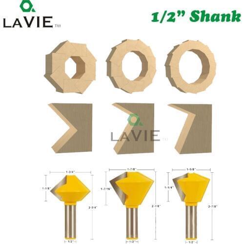 3PCS 12mm 1/2 Inch 12.7mm Multi Sided Glue Joint Router Bits Set 8 12 16 Joints Tenon Milling Cutter for Wood Woodworking 03065