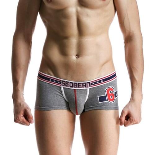 3pcs/lot New SEOBEAN Mens boxers underwear U-bag boxer solid Cotton sexy Low-waist fashion boxers