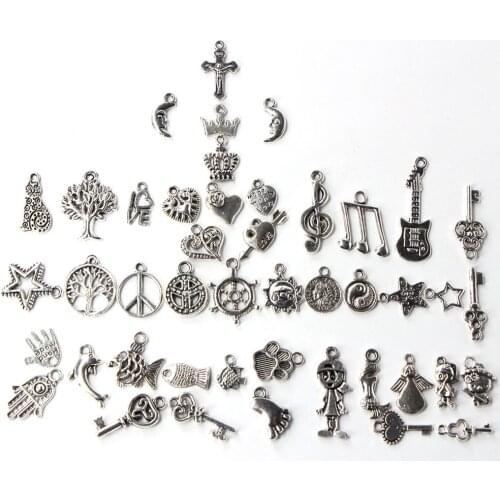 50pcs Vintage Metal Mix Size/Style Random Marine Organism Fish Charms for Jewelry Making Diy Handmade Jewelry