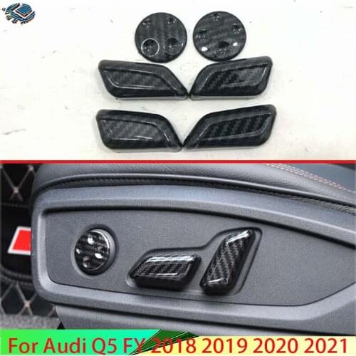 6pcs Car-styling Door Seat Adjust Button Switch Matt Stickers Cover Trim For Audi Q5 FY 2018 Car Interior Accessories