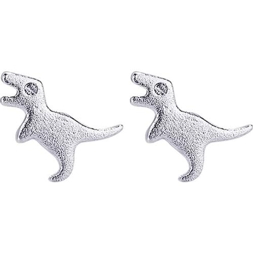 925 Solid Sterling Silver Piercing Animal Dinosaur Stud Earrings for Women Girls Wedding Party Gift Femme Jewelry eh1030