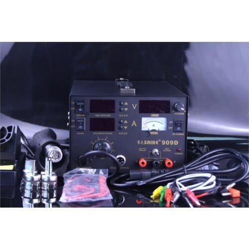 Free shipping 3 in 1 Hot air gun rework station SAIKE 909D Soldering station power supply soldering machine 220V or 110V