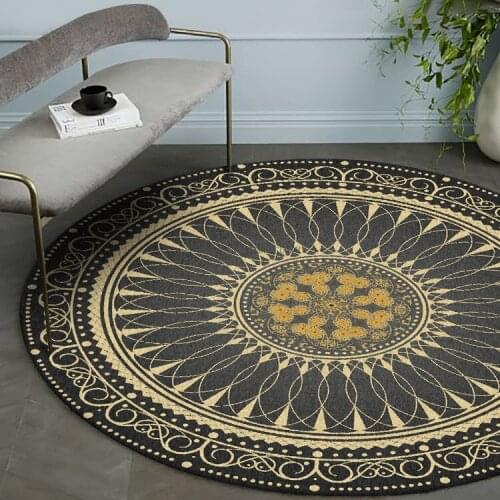 Black Gold American Retro Bohemian Ethnic Style Living Room Bedroom Hanging Basket Chair Non-slip Round Mat Carpet