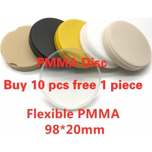 Acetal PMMA Disc 98*20mm A0/A2/A3/BL2/BL3/Clear Color Dental Lab Using Open Milling System CADCAM Flexible Block