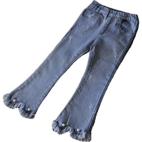 Girls' Jeans 2021 Spring and Autumn New Childrens Trousers Pure Color Casual flared Pants, Trendy Childrens Clothing