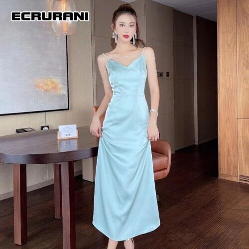 Голубые летние платья ECRURANI China At AliExpress