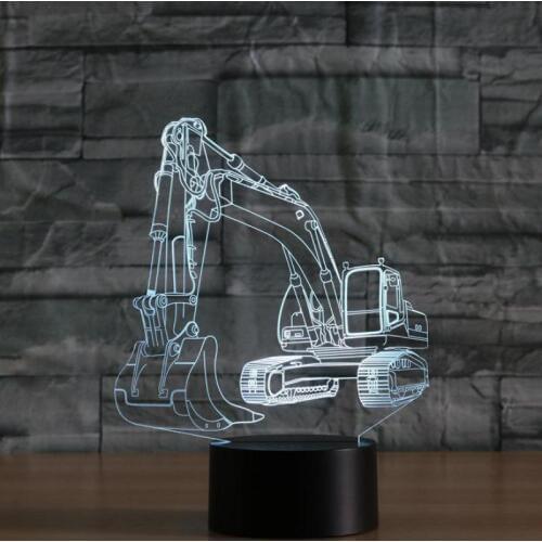 Excavator Colorful 3d Lamp Touch Vision Gradual Change Led Nightlight Christmas Gift Childrens Toys Kids Room Led 3d Light