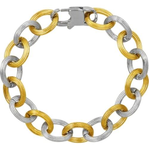 New Fashion Two-color Mixed Special Grain Oval Earrings And Bracelet Set Top Quality Titanium Steel Metal Women Fashion Jewelry