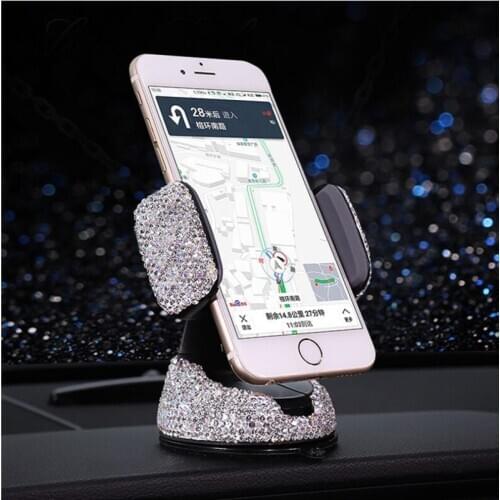Creative multifunctional fashion car navigation bracket diamond universal car mobile phone holder