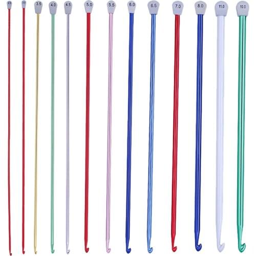 2.5-11mm 14 Size Multicolor Knitting Needles Hook Weaving Tool Long Sweater Sewing Needle Tunisian Afghan Crochet Hooks Needle