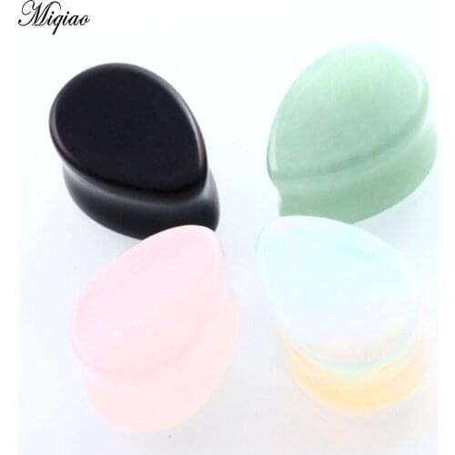 Miqiao 2pcs Fashionable Hot-selling Water Drop Stone Ear Expander 6mm-16mm Exquisite Human Body Piercing Jewelry
