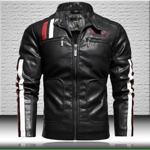 Men Motorcycle Leather Jackets 2021 Trendy New Biker Leather Jacket Mens Bomber Jacket with Embroidery Epaulet Faux Leather Coat