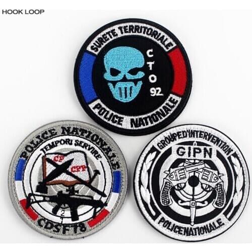 France Police Nationale Patches Badges Hook Loop Embroidered 3D Stickers Stick on Uniform Backpack 3 designs