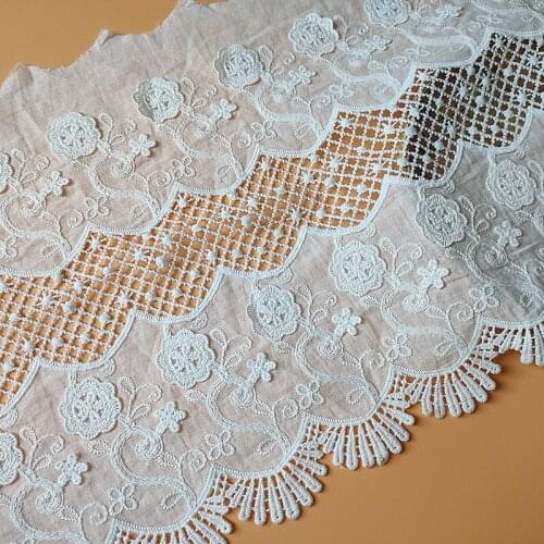 New Pure- Cotton Cloth 3D Hollow-out Embroidered Lace Trim, Handmade DIY Clothes Lace Fabric Accessories Width28cm 3Yard/lot