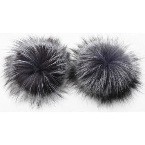 New Removable Real Silver Fox Fur Pom poms For Winter Fur Hats Fur Hairball Warm Knitted Beanies Caps With Snap Accessories