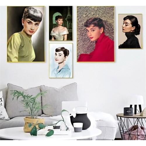Audrey Hepburn Retro Movie Vintage Poster Decorative Wall Art Print Oil Canvas Painting Oil Pictuer Living Room Decoration