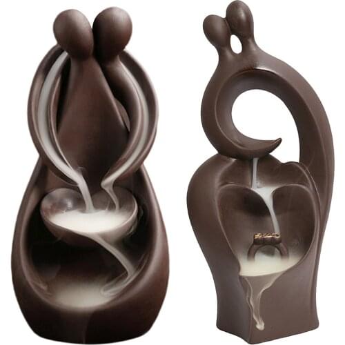 Waterfall Incense Burner, Ceramic Backflow Incense Holder Handcrafted Censer Inscent Cone Stand, Meditation Room Decor