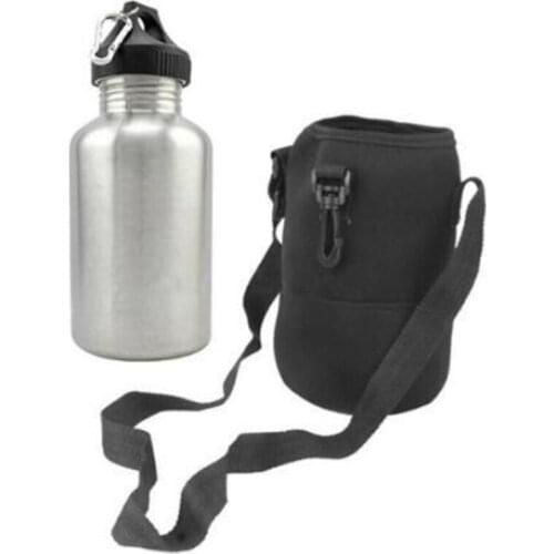 Portable Creative 304 Stainless Steel 2000Ml Hiking Sports Drink Water Bottle 2L, 1 Set of Protective Bag with New Hook