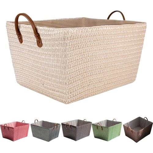 Rectangular Woven Storage Basket Organizer Storage Baskets Reusable Sundries Book Toys Storage Box For Home