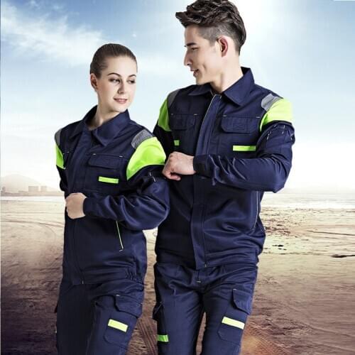 Working suits workwear clothes men women long sleeves workmen work uniform car workshop Reflective mechanical working overalls