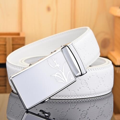 The New high quality unisex White belt, business casual fashion leather belt, mens belt mens metal automatic buckle