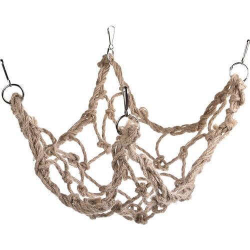 Bird Climbing Net Hemp Rope Hammock Swing Toy for Parrot Conure Finch Cockatoo Budgie African Grey Parakeet