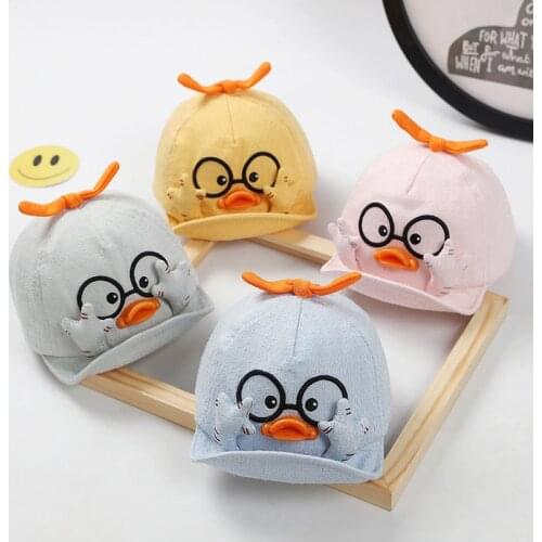 Newborn baby hat male baby sun hat female spring and autumn thin section summer cute duck sun hat cap breathable