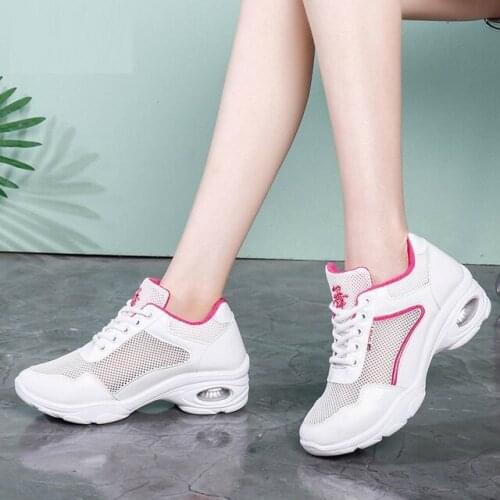 Sports dance shoes square single net increase ghost step sports shoes soft bottom drag step women shoes sneakers running shoes