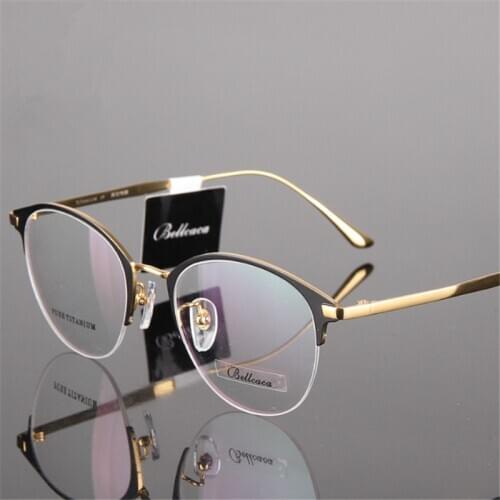 Titanium Glasses Round Myopia Glasses Prescription Glasses Men/Women Eyeglasses High Quality Two-tone Cat Eye Glasses 939