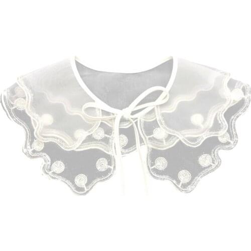 Women Girls Dress Fake Collar Shawl Embroidery Half Shirt Dickey Mini Capelet