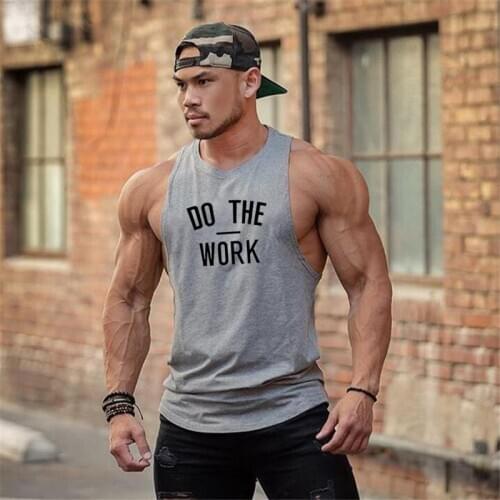 DO THE WORK Running Vest Men Gym Tank Top Bodybuilding Clothing Stringer Singlets Fitness Men Muscle Sleeveless T-shirt