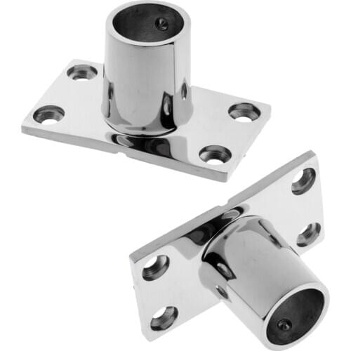 2 Pcs 90 Degree Boat Deck Hand Rail Fittings Rectangular Base for 25mm Tubing Marine Dock Hardware, 316 Stainless Steel (Silver)