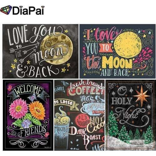 DIAPAI 5D DIY Diamond Painting 100% Full Square/Round Drill "Text pattern landscape" 3D Embroidery Cross Stitch Home Decor