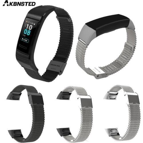 AKBNSTED Metal Stainless Steel Band For Huawei Band 3 Watch Wristband Strap For Huawei Band 3 Pro Milanese Loop Accessories