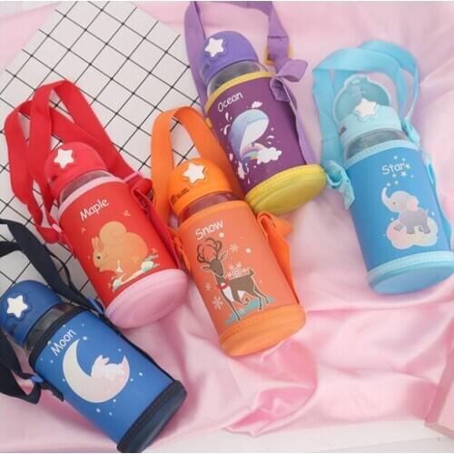 Baby Animal Learning Drinking Tritan Bebe Copos 600ml Cup with Strap Baby Feeding Water Drink Leak Proof Bottle with Straw