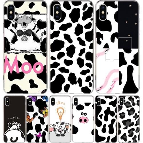 Cow Pattern Black White Phone Case for Apple iphone 11 12 Mini Pro XR X Xs Max 7 8 6 6s Plus 7G 6G 5G 5S 5 SE + Customize Cover