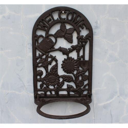 Cast Iron Wall Pot Plant Holder Flower Planter Holder Rack Welcome Butterfly Kettle Sunflower Graden Art Outdoor Balcony Decor