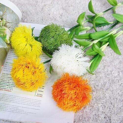 Luxury Dianthus flower ball with green leaves fake plants grass for artificial flower arrangement decoration Plastic flores