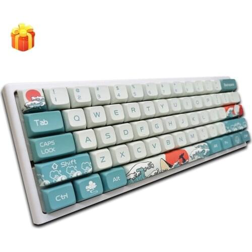 OEM XDA PBT Dye-Sublimation Coral Sea Keycaps + Ukiyo-e Japan Manga Gaming Mouse Pad For Cherry MX Switches Mechanical Keyboard