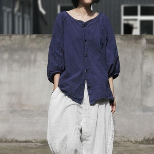 Johnature Dark Blouses