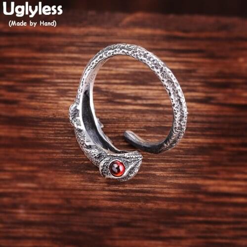 Uglyless Neutral Design Handmade Animals Lizard Gecko Rings for Men Women Unisex Thai Silver Open Rings 925 Silver Jewelry R827