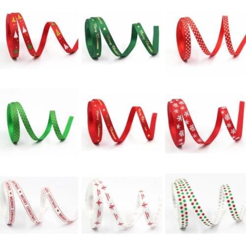 10-25mm Grosgrain Ribbon Merry Christmas Ribbon DIY Hairbows Accessories Materials Festival Party Decoration Gift Package 5Yards