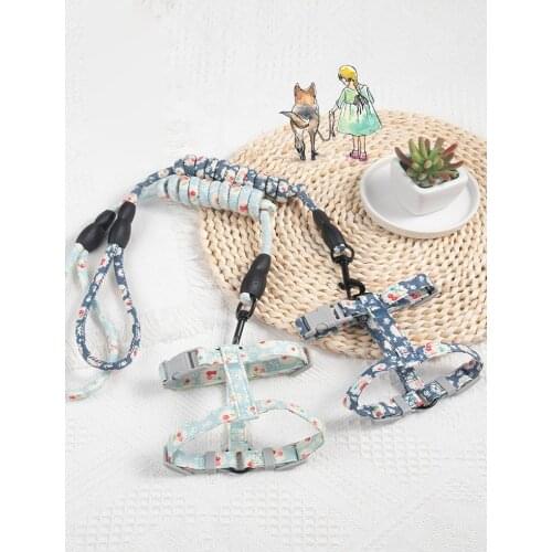 Cat Dog Collar Harness And Leash Adjustable Traction Rope Pet Walking Chest Strap Safe Gentle Leader Kitty Vest Harness Bungee