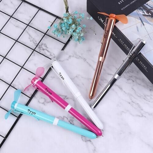 Metal ballpoint pen with mini fan as students gift Metal pen PVC fan blade pen