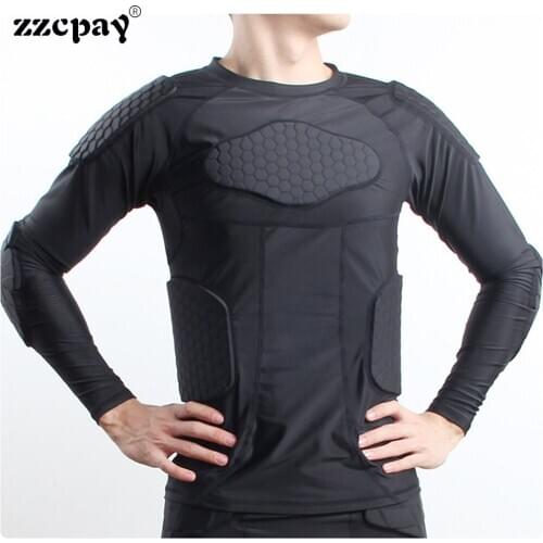 Mens Long Sleeve Sweatshirt Compression Shirt Ribs Chest Protector Basketball Football Protective Equipment Training Ball Wear