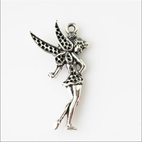 New 12Pcs Tibetan Silver Color Dancing Angel Wings Charms Pendants 19x36mm