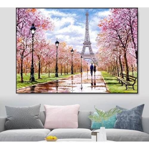France Couple Paris Eiffel Tower Wall Art Canvas Paintings Abstract Landscape Posters And Prints Pictures for Living Room Decor