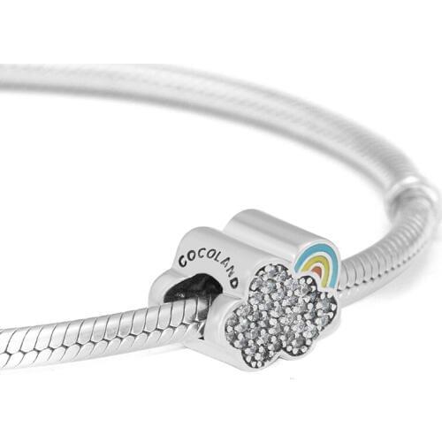 Fits for Pandora Charms Bracelets Nature Weather Beads with Mixed Enamel & CZ 100% 925 Sterling Silver Jewelry Free Shipping