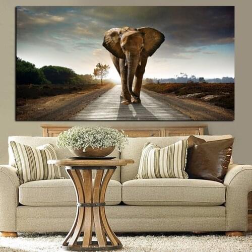 Wild Africa Elephant Animal Landscape Painting Posters and Prints Canvas Art Scandinavian Modern Wall Picture for Living Room